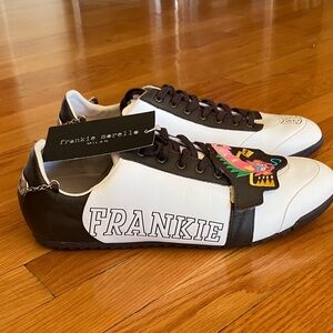 Frankie Morello White and Brown Graphic Sneakers
